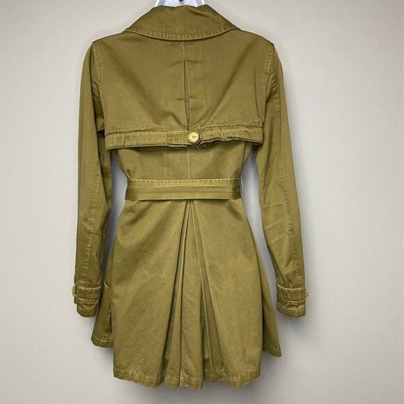 DKNY Jeans Military Style Olive Green Trench Coat Womens Size S - Picture 3 of 8